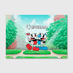 Холст прямоугольный Cuphead Красная и синяя чашечка, цвет: 3D-принт — фото 2