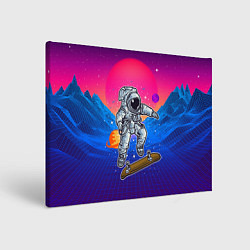Картина прямоугольная Космонавт прыгает на скейте