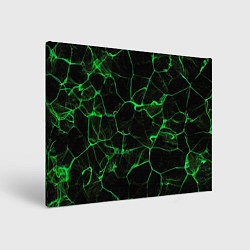 Холст прямоугольный Абстракция - Черно-зеленый фон - дым, цвет: 3D-принт