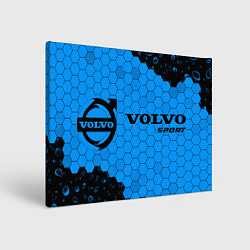 Холст прямоугольный Символ Volvo Sport на темном фоне с сотами и капля, цвет: 3D-принт