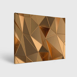 Картина прямоугольная Золотые 3D треугольники