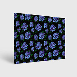 Холст прямоугольный Сапфировые розы на черном, цвет: 3D-принт