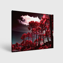 Картина прямоугольная Абстрактные красные деревья и облака