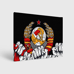 Холст прямоугольный Герб СССР на черном фоне, цвет: 3D-принт