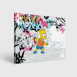 Холст прямоугольный Барт Симпсон на фоне стены с граффити, цвет: 3D-принт