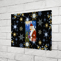 Холст прямоугольный Новый год дед мороз и птичка, цвет: 3D-принт — фото 2