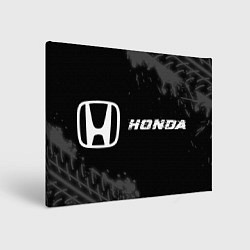 Картина прямоугольная Honda speed на темном фоне со следами шин: надпись