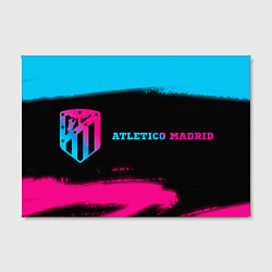 Холст прямоугольный Atletico Madrid - neon gradient: надпись и символ, цвет: 3D-принт — фото 2