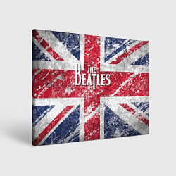Холст прямоугольный The Beatles - лого на фоне флага Великобритании, цвет: 3D-принт