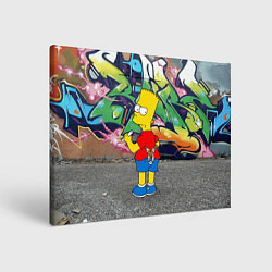 Картина прямоугольная Хулиган Барт Симпсон на фоне стены с граффити