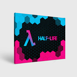 Картина прямоугольная Half-Life - neon gradient: надпись и символ