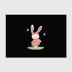 Холст прямоугольный Крольчонок С Бантиком На Чёрном Фоне, цвет: 3D-принт — фото 2