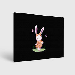 Картина прямоугольная Крольчонок С Бантиком На Чёрном Фоне
