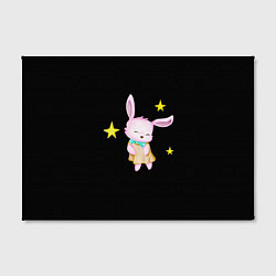Холст прямоугольный Крольчонок танцует со звёздами на чёрном фоне, цвет: 3D-принт — фото 2