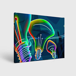 Холст прямоугольный Неоновые лампы - коллаж, цвет: 3D-принт