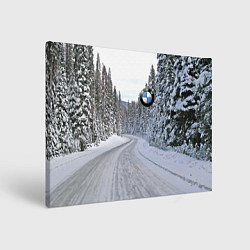 Картина прямоугольная BMW - зимняя дорога через лес