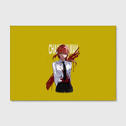 Холст прямоугольный Человек-бензопила Макима на жёлтом фоне, цвет: 3D-принт — фото 2
