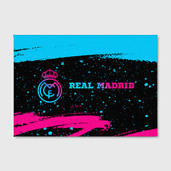 Холст прямоугольный Real Madrid - neon gradient: надпись и символ, цвет: 3D-принт — фото 2