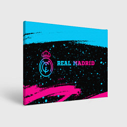 Картина прямоугольная Real Madrid - neon gradient: надпись и символ