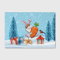 Холст прямоугольный Заяц с большой морковкой, цвет: 3D-принт — фото 2