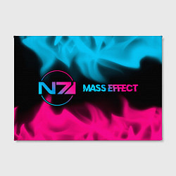 Холст прямоугольный Mass Effect - neon gradient: надпись и символ, цвет: 3D-принт — фото 2