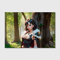 Холст прямоугольный Нейросеть - аниме девушка в лесу, цвет: 3D-принт — фото 2