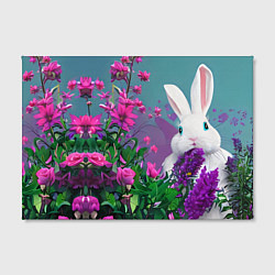 Холст прямоугольный Голубоглазый кролик в цветах, цвет: 3D-принт — фото 2
