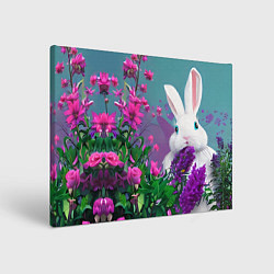 Картина прямоугольная Голубоглазый кролик в цветах