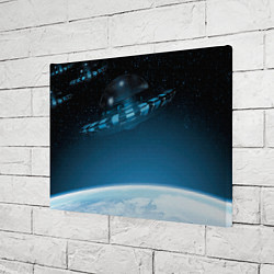 Холст прямоугольный Космический корабль в космосе над планетой, цвет: 3D-принт — фото 2