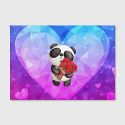 Холст прямоугольный Панда с букетом цветов, цвет: 3D-принт — фото 2