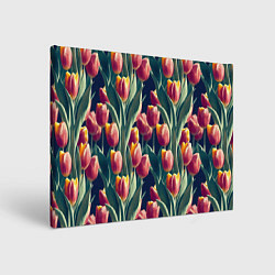 Картина прямоугольная Много тюльпанов