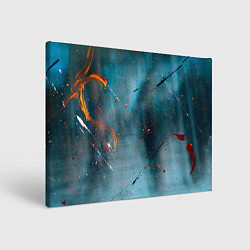 Картина прямоугольная Абстрактный синий туман, силуэты и краски