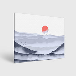 Картина прямоугольная Японский пейзаж - восход солнца
