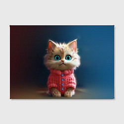 Холст прямоугольный Котик в розовом свитере, цвет: 3D-принт — фото 2