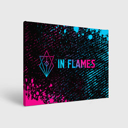 Холст прямоугольный In Flames - neon gradient: надпись и символ, цвет: 3D-принт