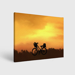 Картина прямоугольная Велосипед на закате