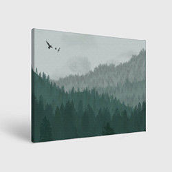 Холст прямоугольный Туманные холмы и лес, цвет: 3D-принт