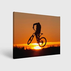 Картина прямоугольная Велосипедист на закате
