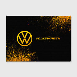 Холст прямоугольный Volkswagen - gold gradient: надпись и символ, цвет: 3D-принт — фото 2