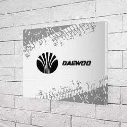 Холст прямоугольный Daewoo speed на светлом фоне со следами шин: надпи, цвет: 3D-принт — фото 2