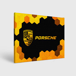 Картина прямоугольная Porsche - gold gradient: надпись и символ
