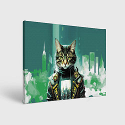 Холст прямоугольный Funny cat on the background of skyscrapers, цвет: 3D-принт