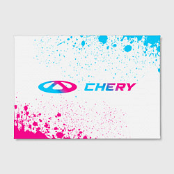 Холст прямоугольный Chery neon gradient style: надпись и символ, цвет: 3D-принт — фото 2