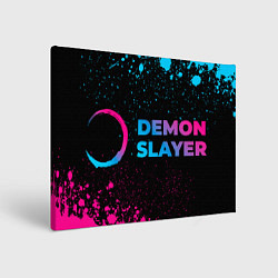 Холст прямоугольный Demon Slayer - neon gradient: надпись и символ, цвет: 3D-принт