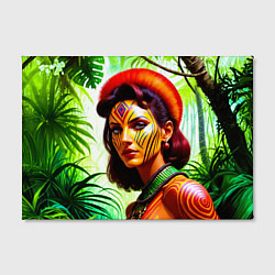 Холст прямоугольный Девушка воин в боевой раскраске, цвет: 3D-принт — фото 2