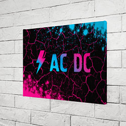 Холст прямоугольный AC DC - neon gradient: надпись и символ, цвет: 3D-принт — фото 2