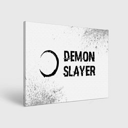 Холст прямоугольный Demon Slayer glitch на светлом фоне: надпись и сим, цвет: 3D-принт