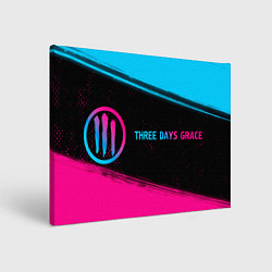Холст прямоугольный Three Days Grace - neon gradient: надпись и символ, цвет: 3D-принт