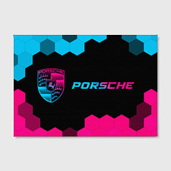 Холст прямоугольный Porsche - neon gradient: надпись и символ, цвет: 3D-принт — фото 2