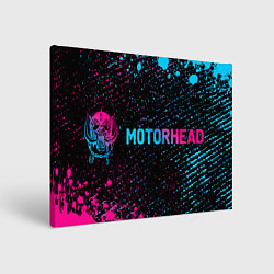 Холст прямоугольный Motorhead - neon gradient: надпись и символ, цвет: 3D-принт